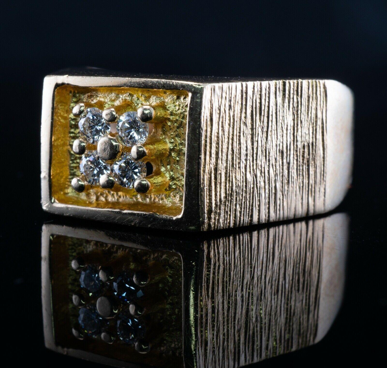 Mens Diamond Ring 14K Gold .28ct TDW Vintage For Sale 7