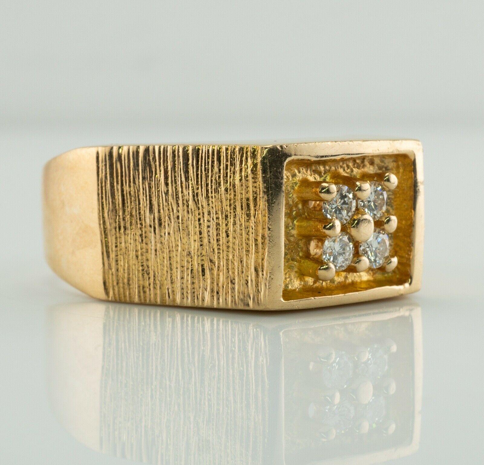 Taille ronde Bague vintage pour homme en or 14 carats avec diamants de 0,28 carat TDW en vente