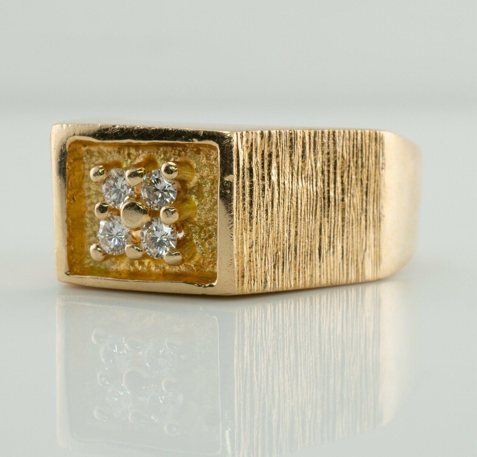 Mens Diamond Ring 14K Gold .28ct TDW Vintage For Sale 1