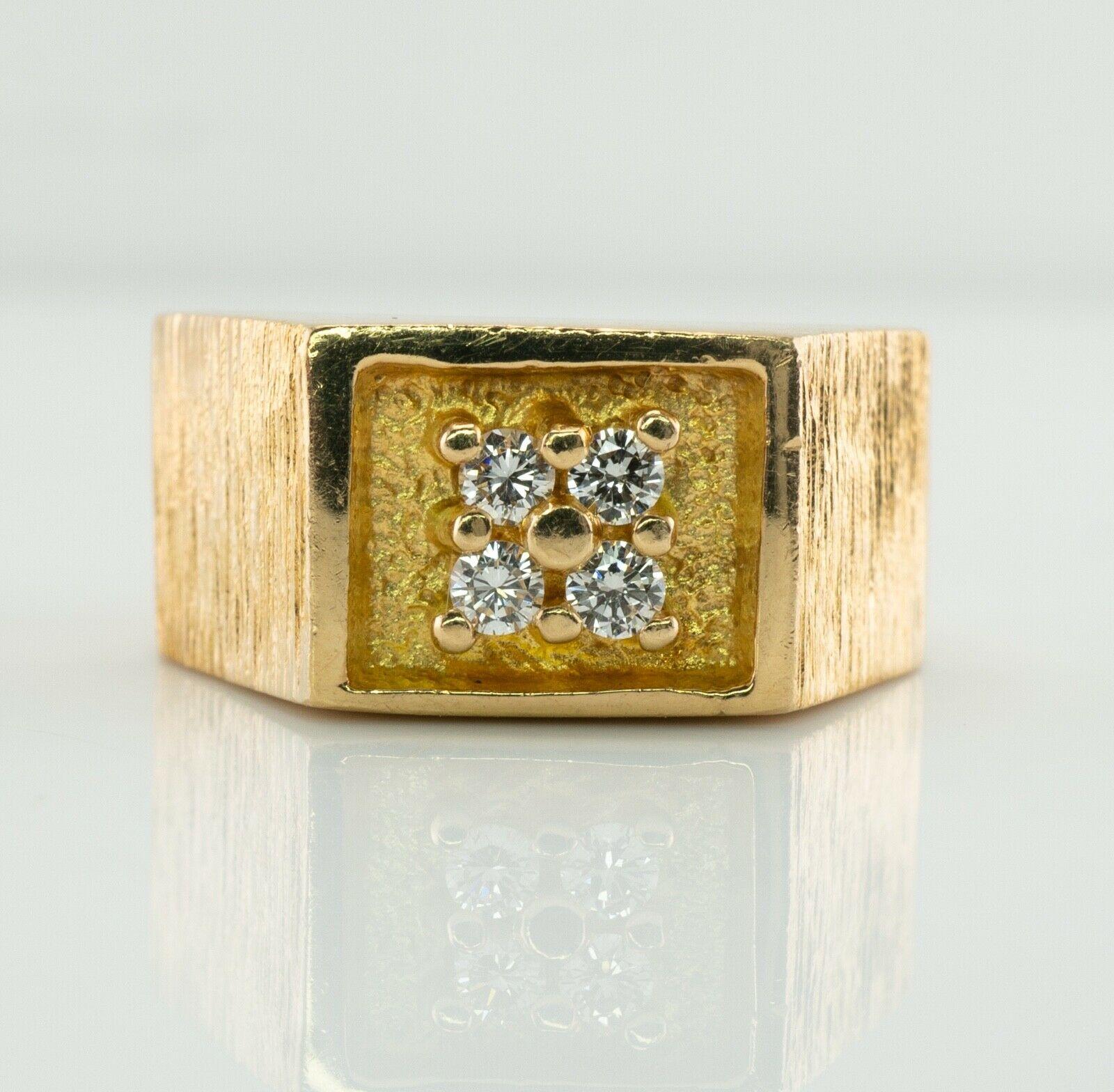Mens Diamond Ring 14K Gold .28ct TDW Vintage For Sale 2
