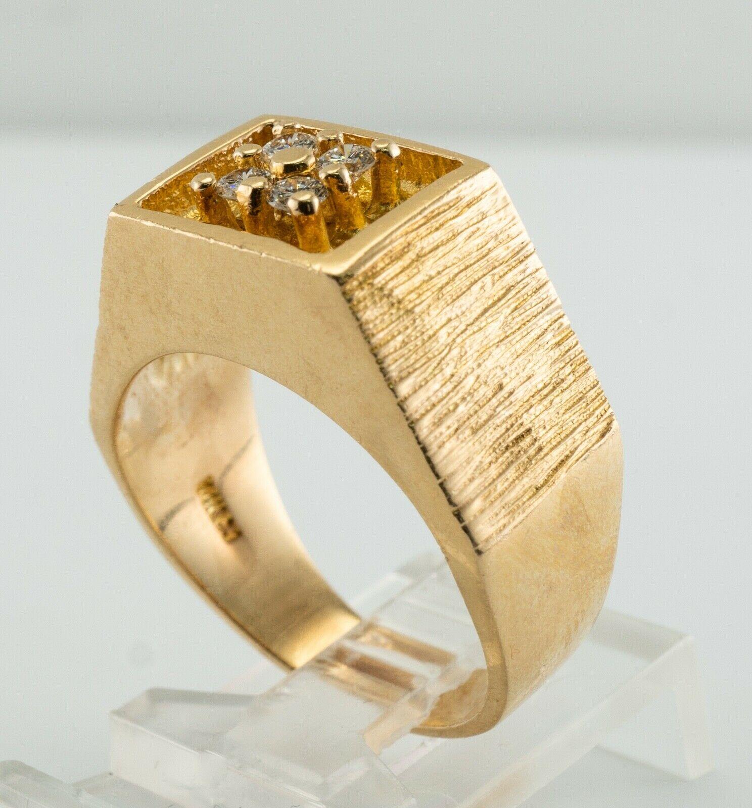 Mens Diamond Ring 14K Gold .28ct TDW Vintage For Sale 3