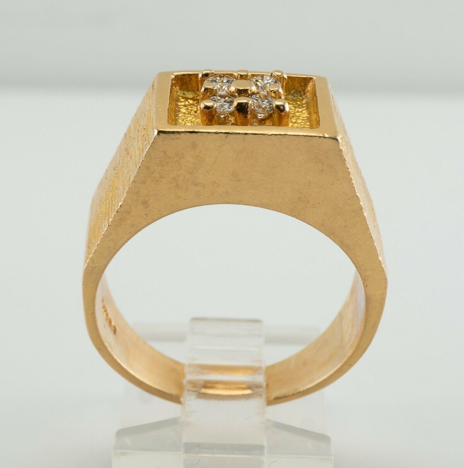Mens Diamond Ring 14K Gold .28ct TDW Vintage For Sale 3