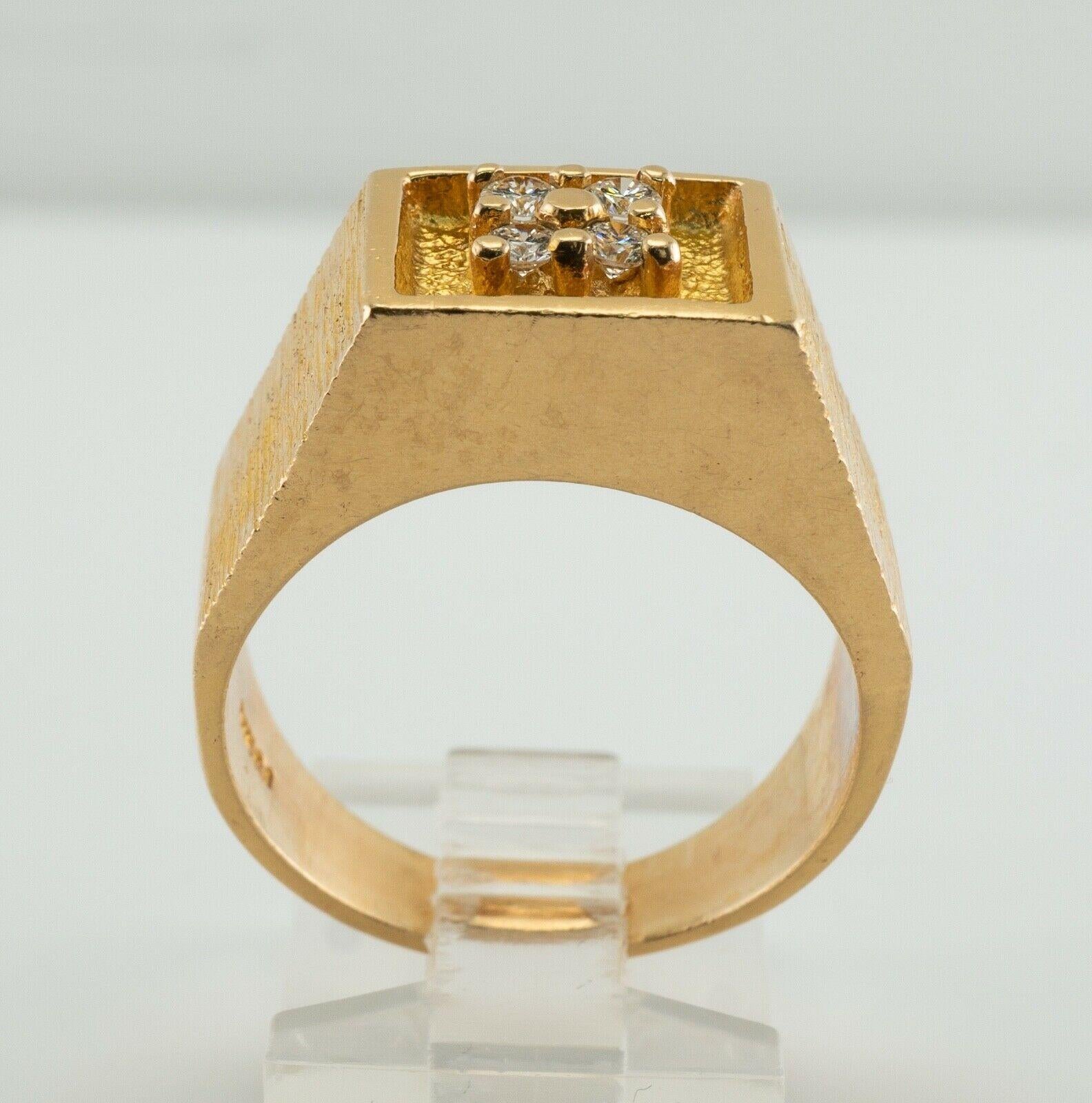 Mens Diamond Ring 14K Gold .28ct TDW Vintage For Sale 4