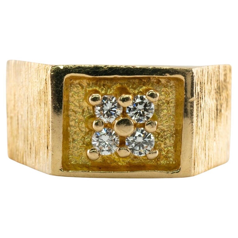 Mens Diamond Ring 14K Gold .28ct TDW Vintage For Sale at 1stDibs
