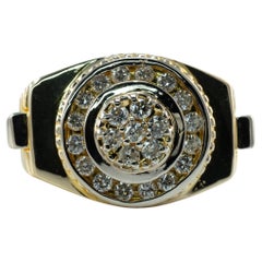 Mens Diamond Ring 14k Gold Band 1.15 TDW Rolex Style