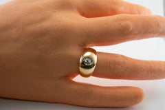 Mens Diamond Ring 14K Gold Band .75ct Old European Solitaire Vintage