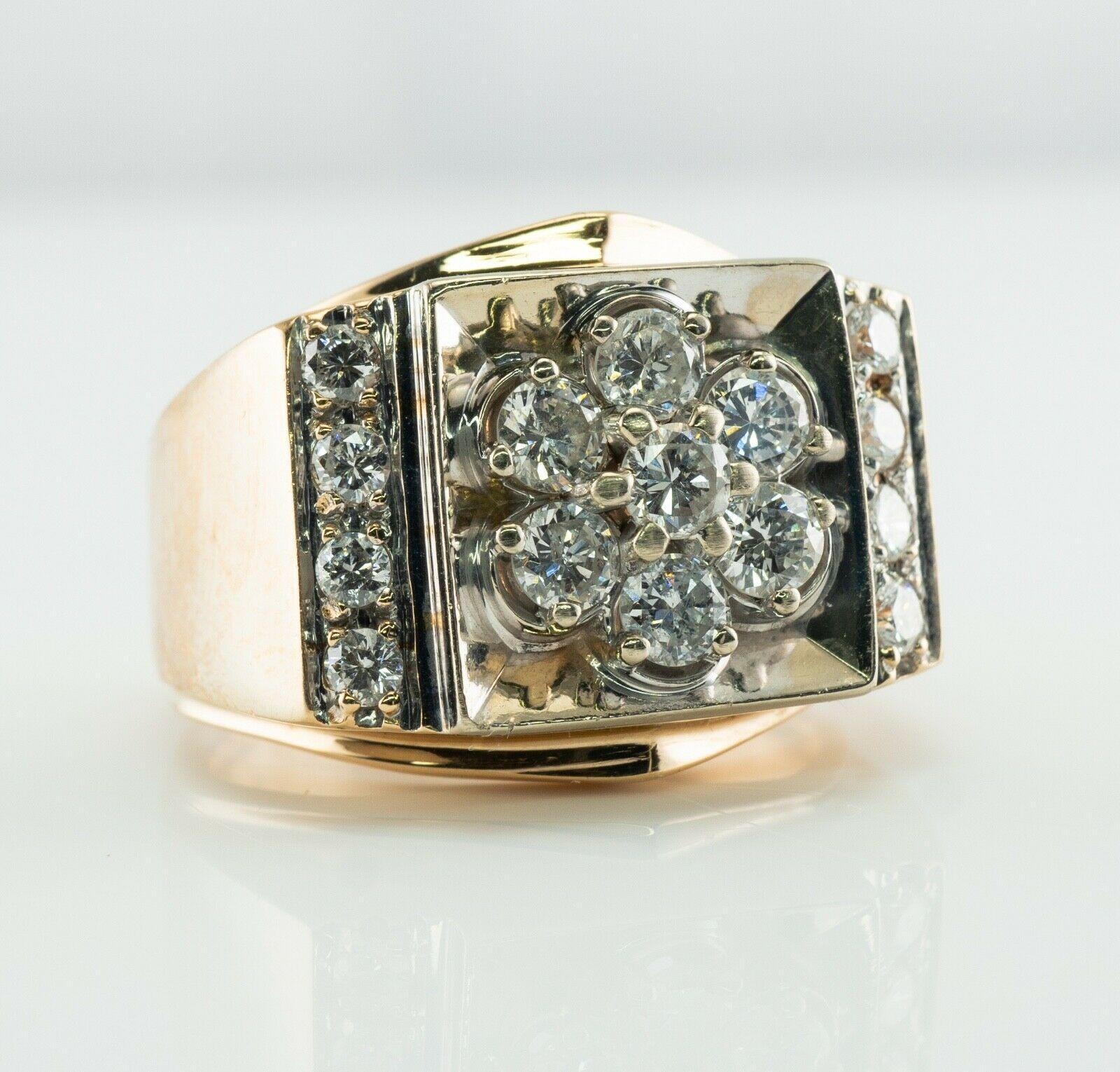 Herren Diamant-Ring 14K Goldband .97 TDW Vintage (Rundschliff) im Angebot
