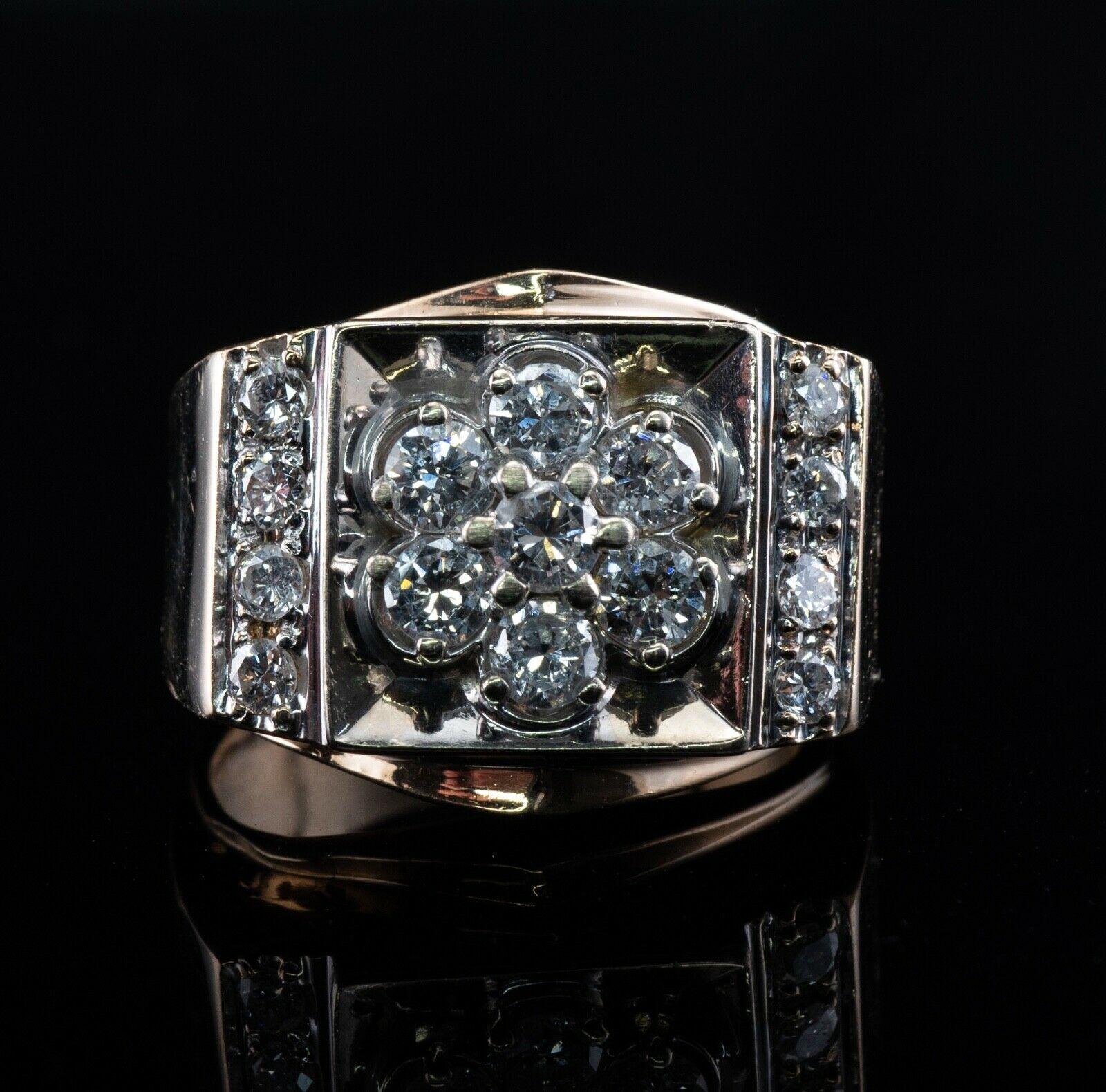 Herren Diamant-Ring 14K Goldband .97 TDW Vintage im Angebot 1