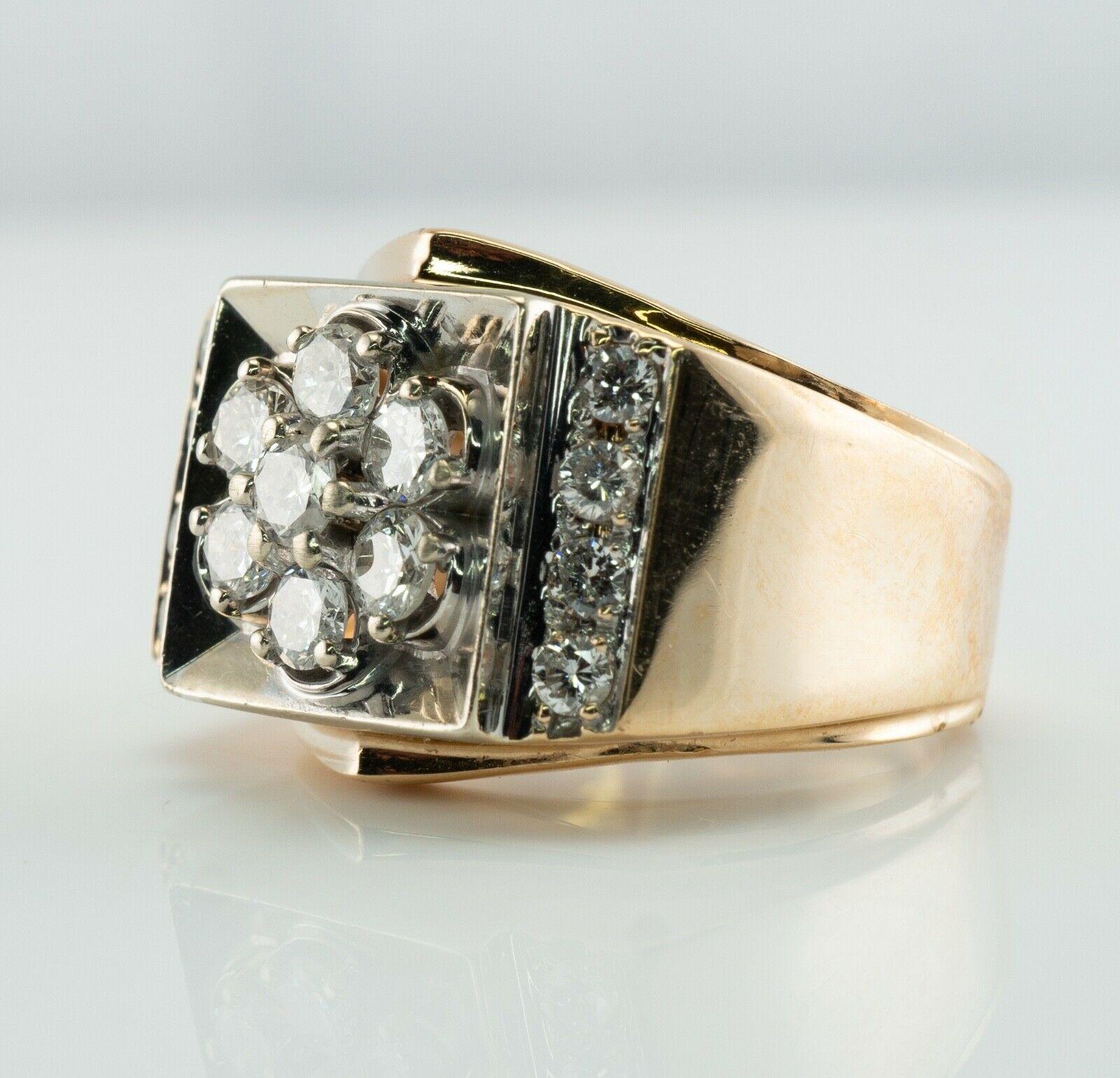 Herren Diamant-Ring 14K Goldband .97 TDW Vintage im Angebot 3