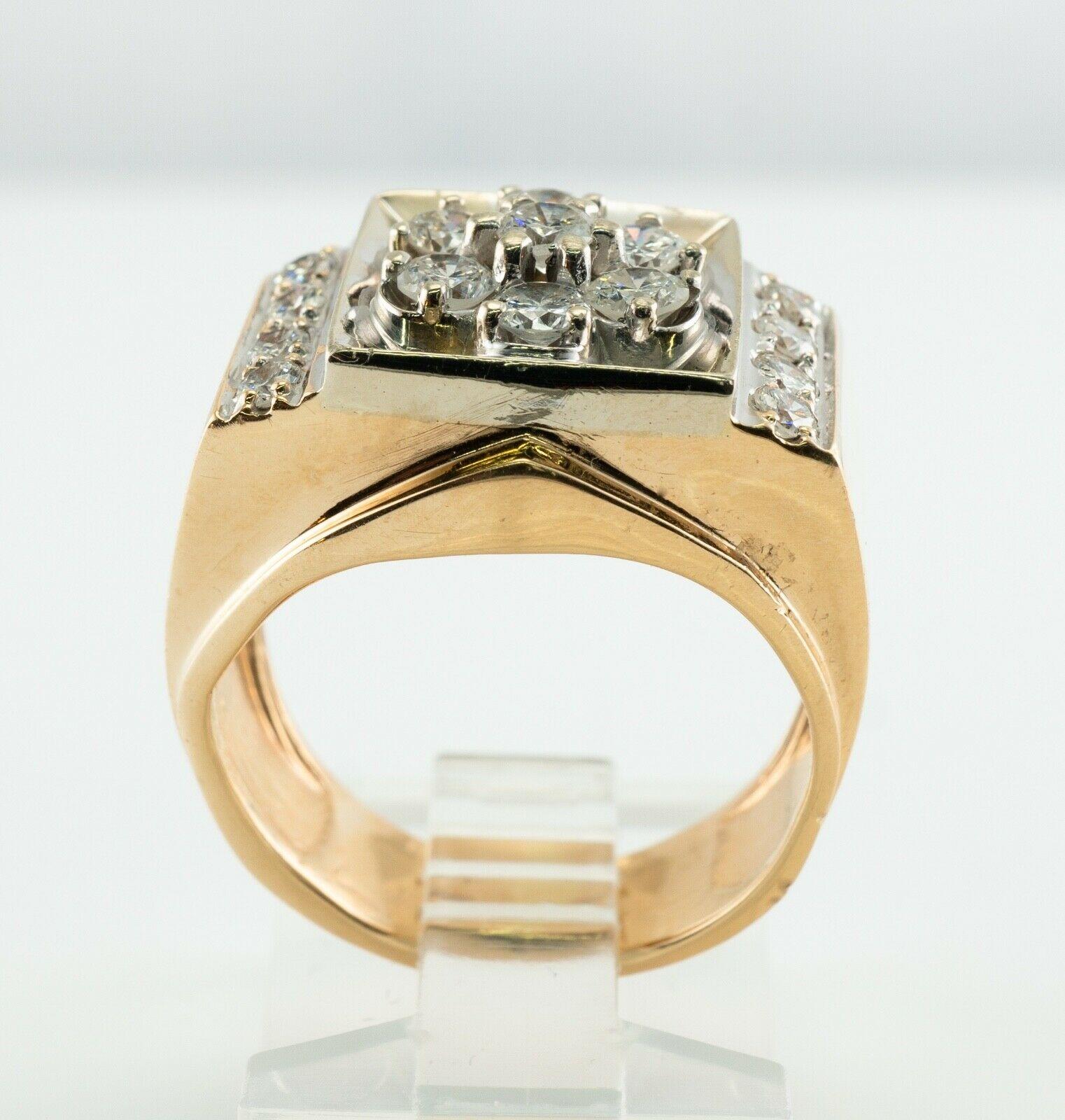 Mens Diamond Ring 14K Gold Band .97 TDW Vintage For Sale 2