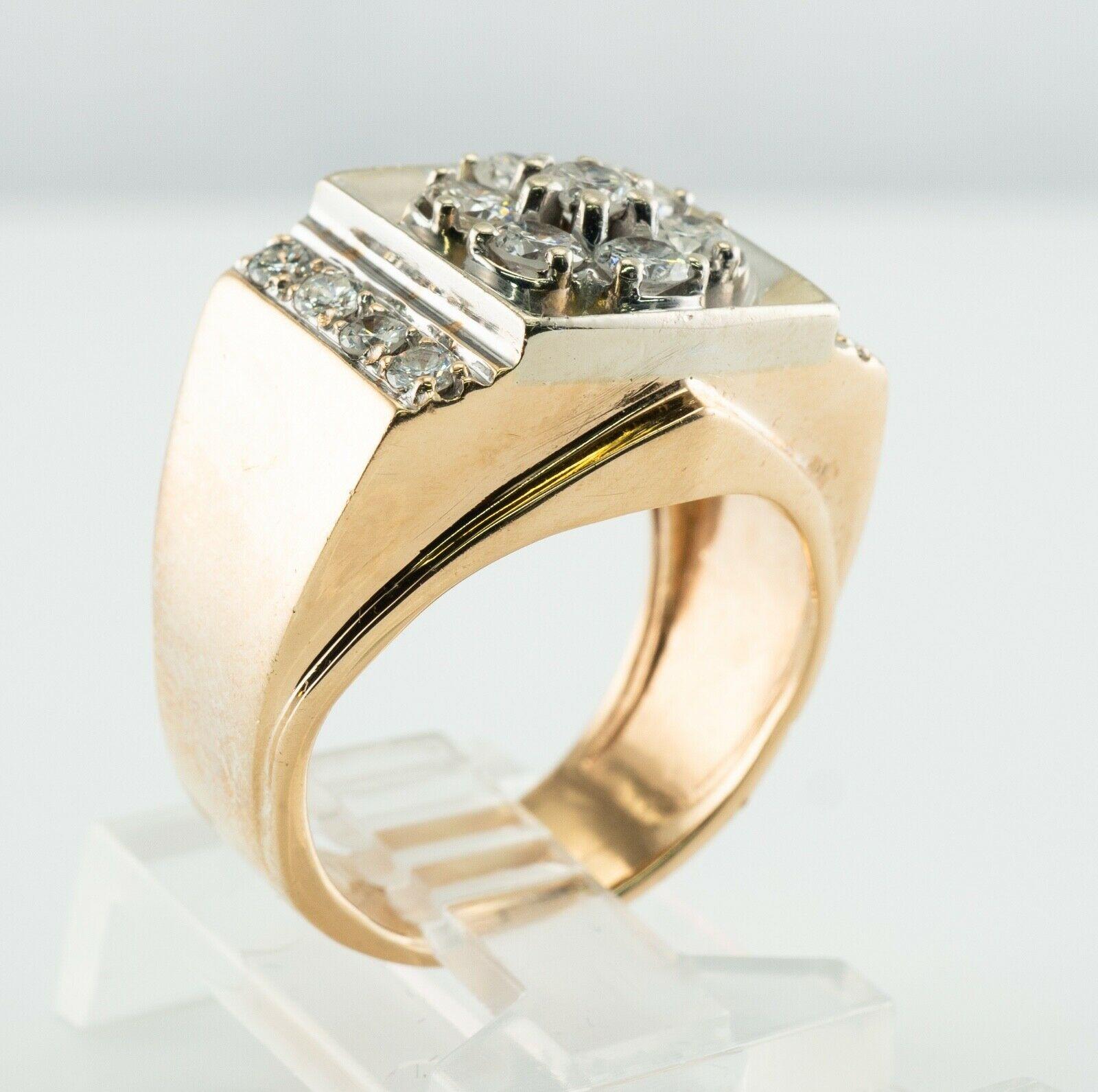 Herren Diamant-Ring 14K Goldband .97 TDW Vintage im Angebot 5