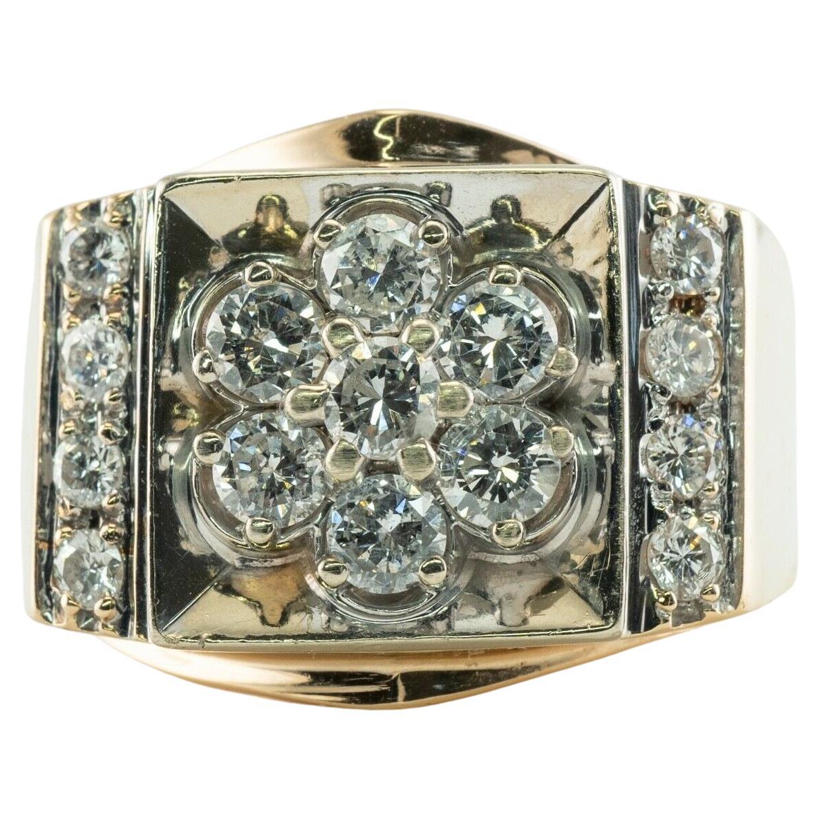 Herren Diamant-Ring 14K Goldband .97 TDW Vintage
