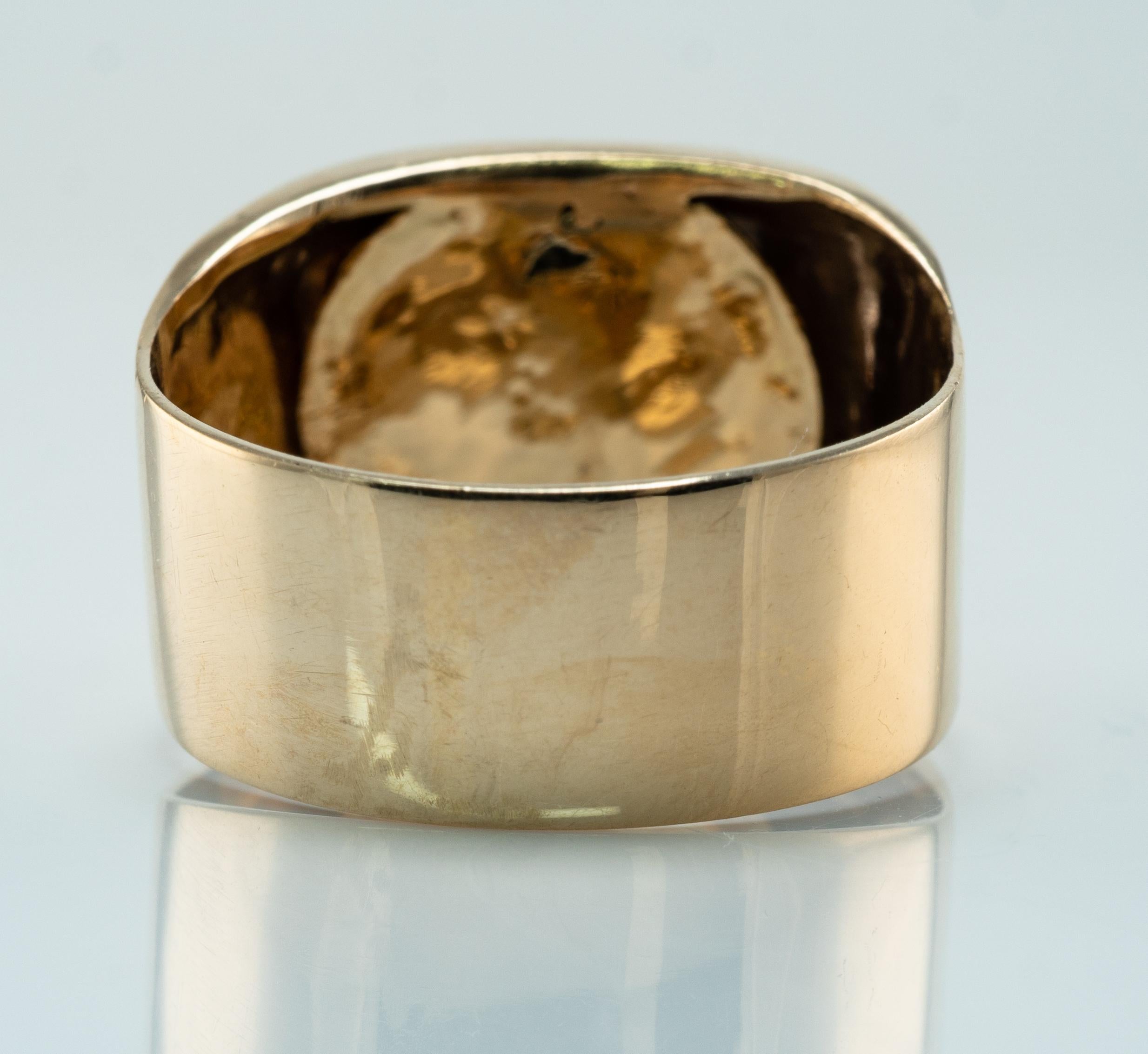 Mens Diamond Ring 14K Gold Band Old 1.38 TDW Vintage Cluster For Sale 1