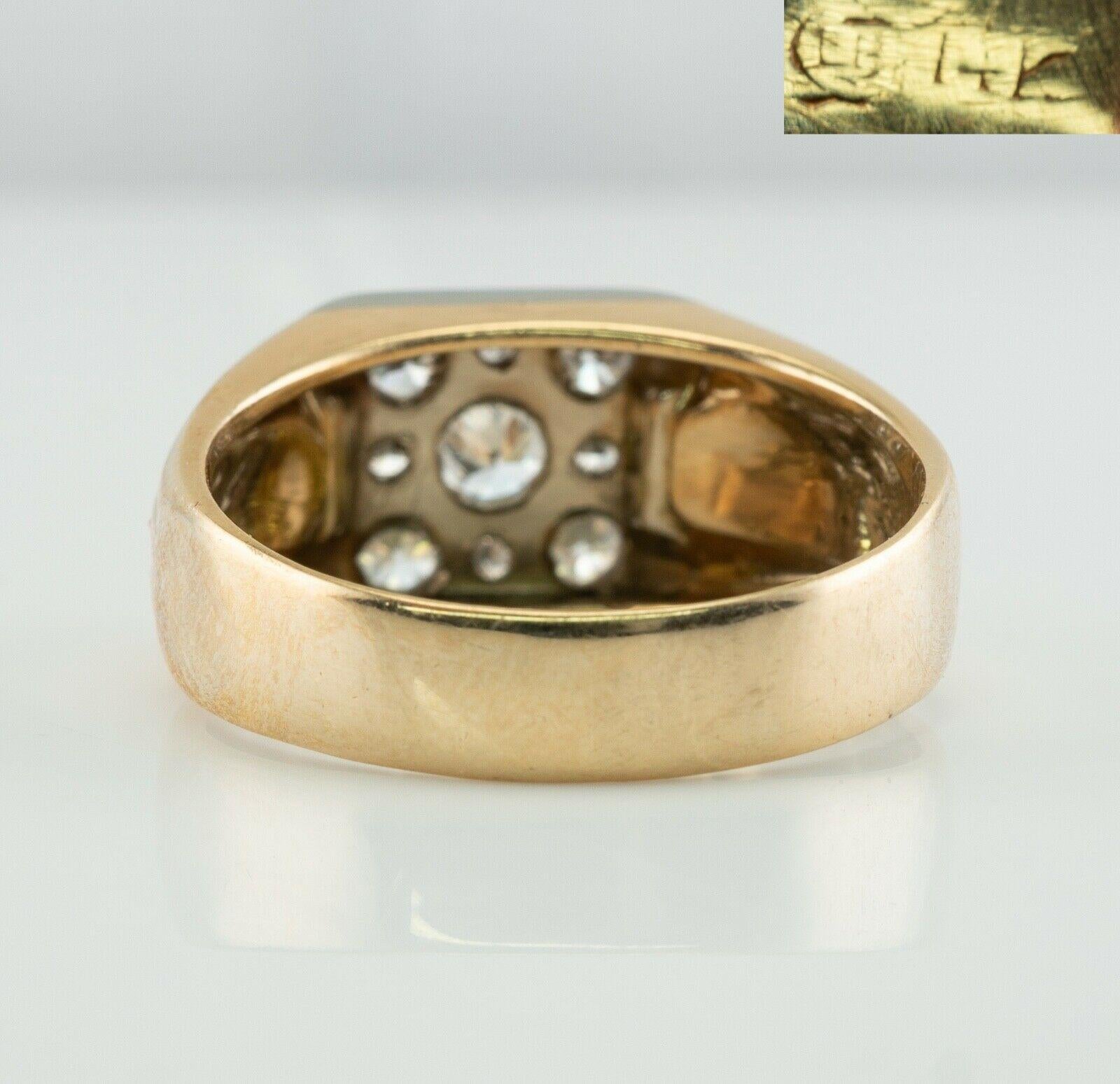 Herren Diamant-Ring 14K Goldband Old Mine .93TDW Vintage im Angebot 1