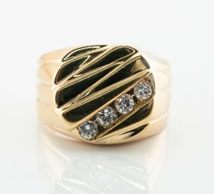 Mens Diamond Ring 14K Gold Band Vintage Estate