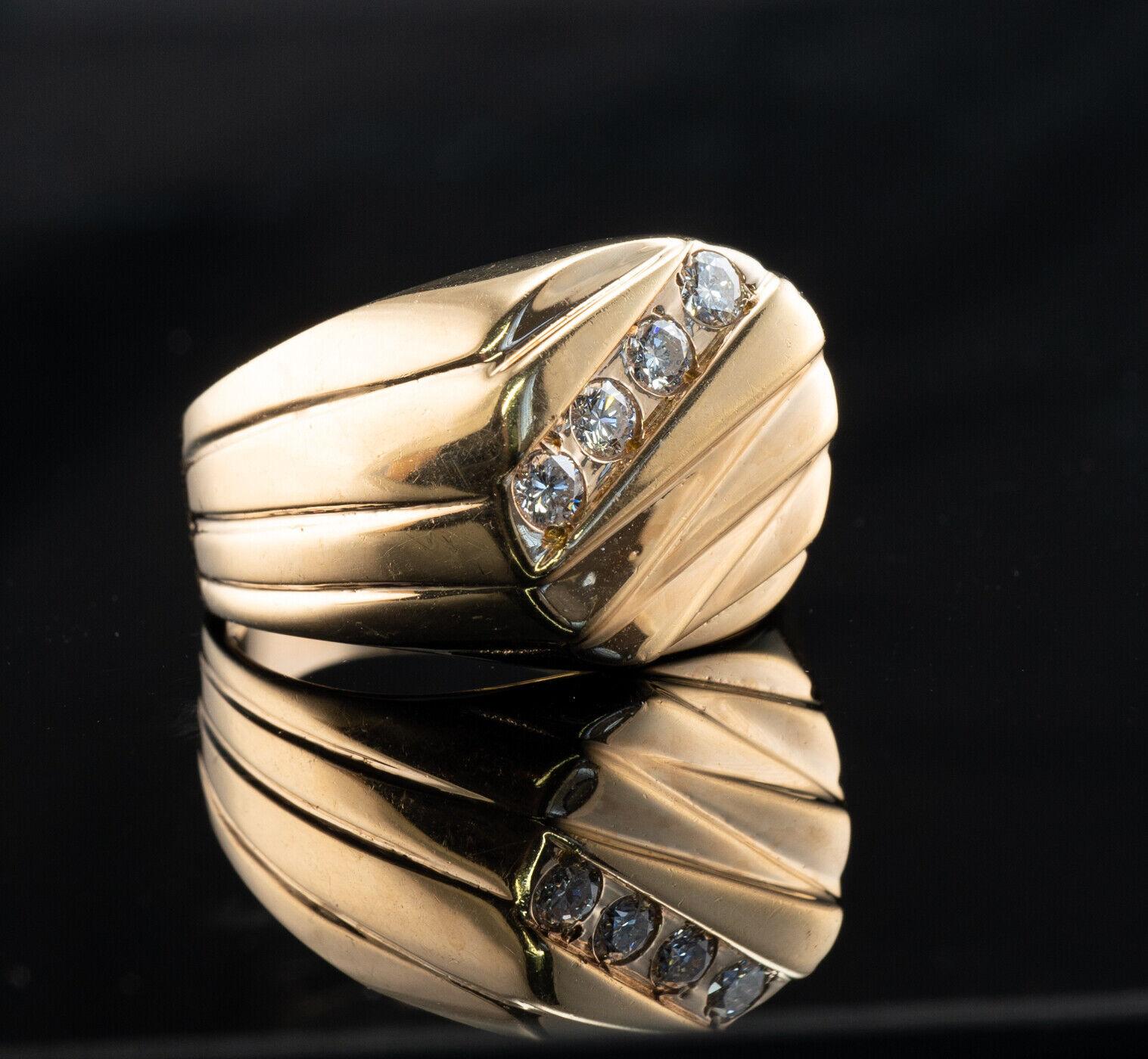 Men's Mens Diamond Ring 14K Gold Band Vintage Estate For Sale