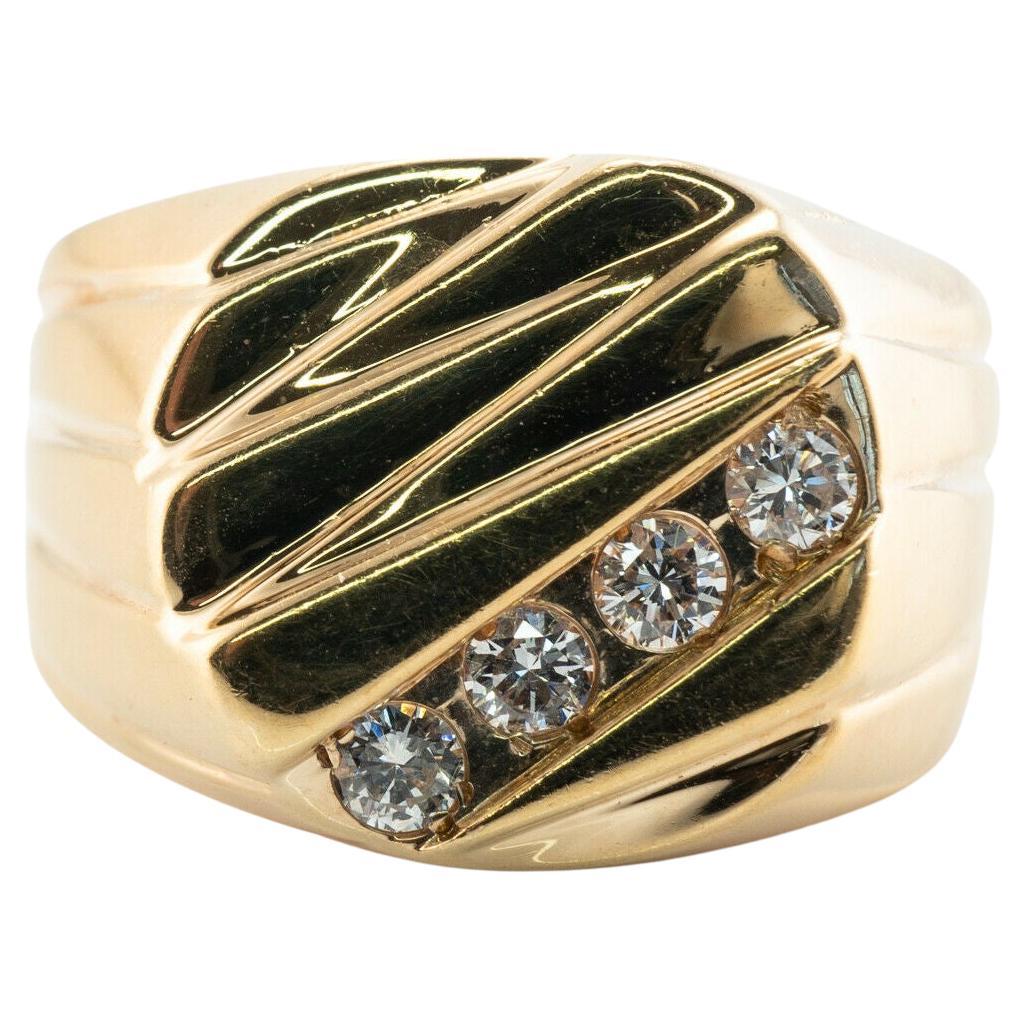 Bague pour homme en or 14K avec diamant Vintage Estate