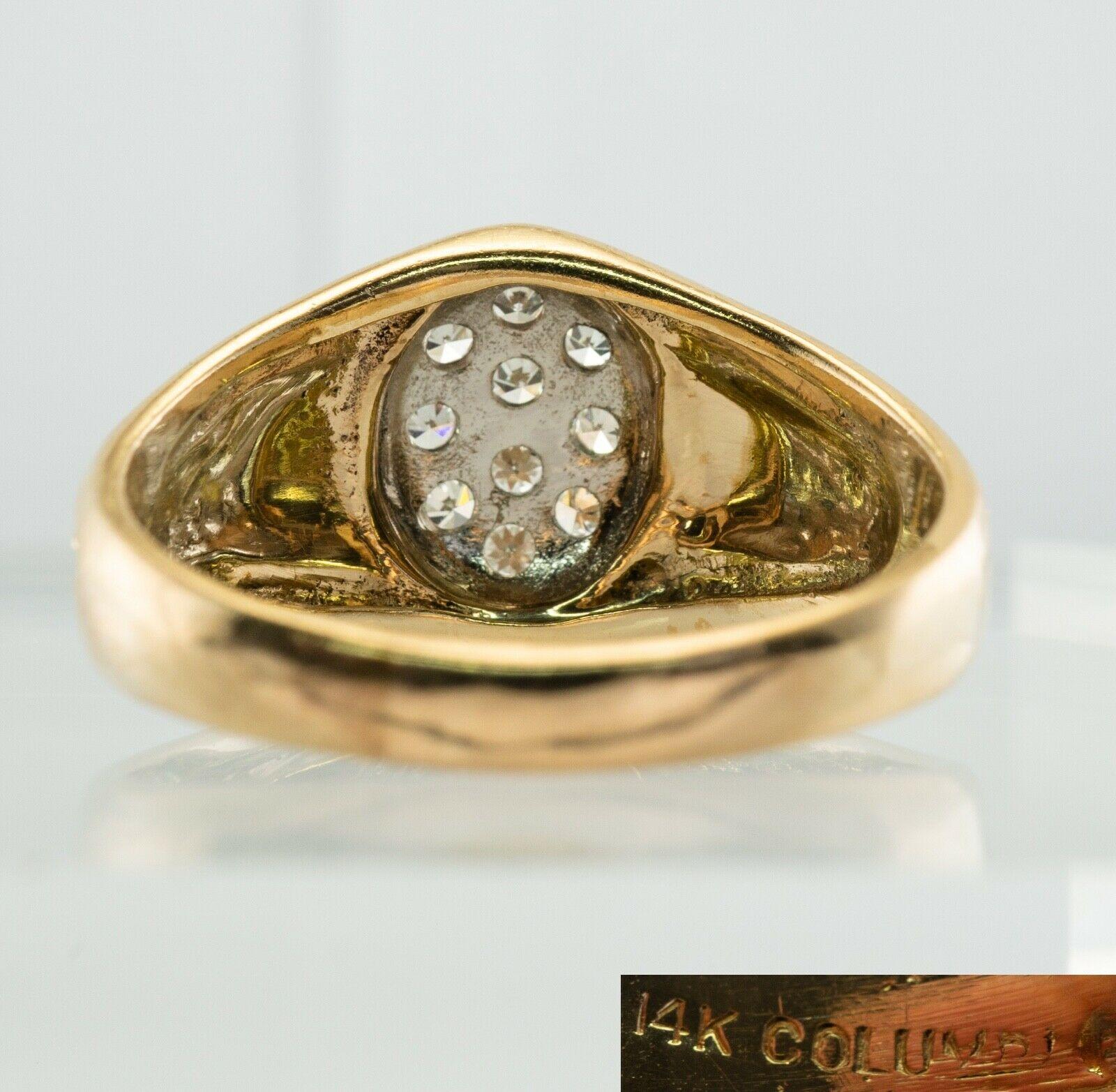 Mens Diamond Ring 14k Gold Band Vintage Estate Single Cut In Good Condition For Sale In East Brunswick, NJ
