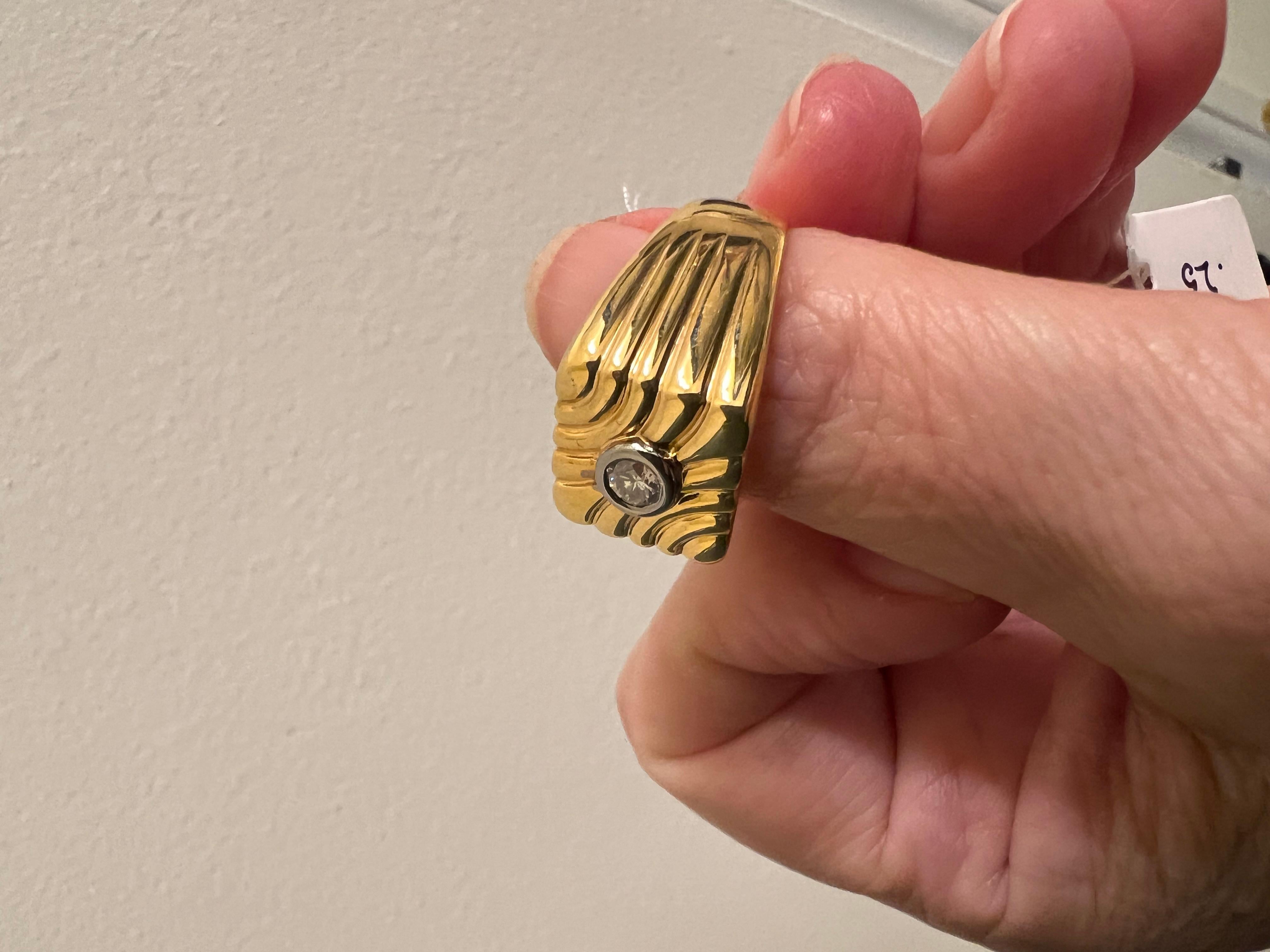 Anello con diamante da uomo in oro 14K Geometrico Vintage in vendita 7