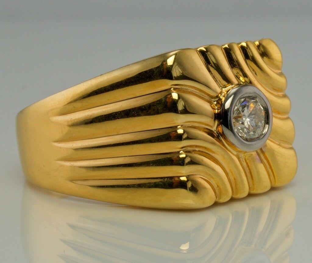 Mens Diamond Ring 14K Gold Geometric Vintage In Good Condition For Sale In East Brunswick, NJ