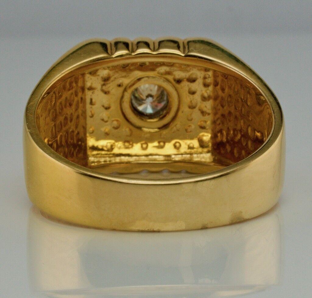 Mens Diamond Ring 14K Gold Geometric Vintage For Sale 2