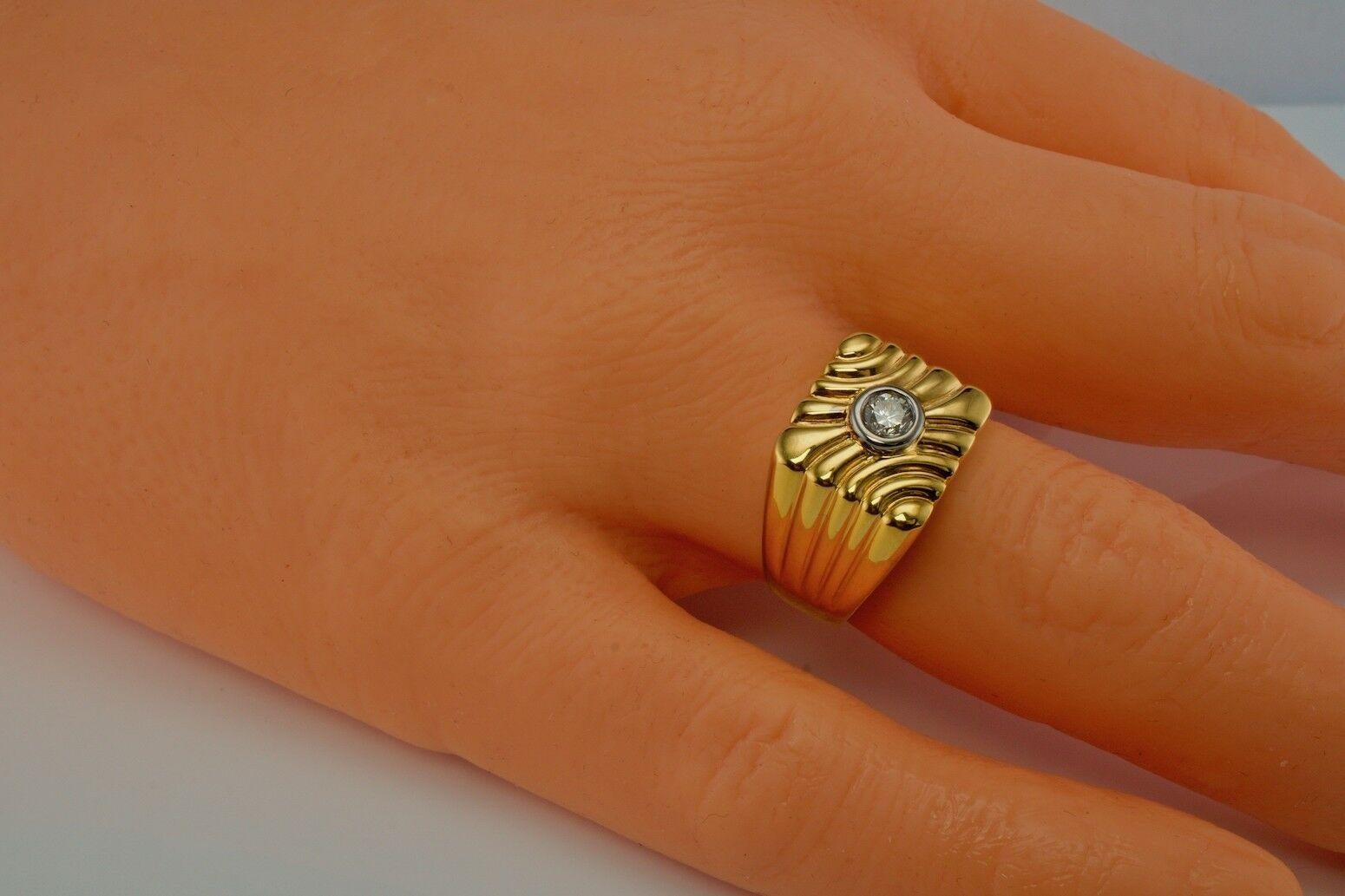 Mens Diamond Ring 14K Gold Geometric Vintage For Sale 3