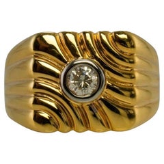 Anello con diamante da uomo in oro 14K Geometrico Vintage