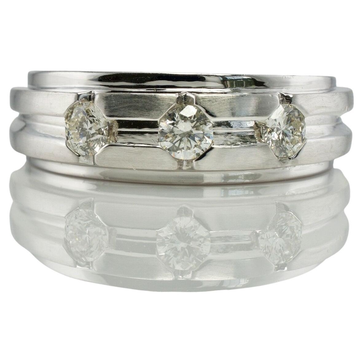Anillo de diamante natural para hombre Boda de oro blanco de 14 quilates