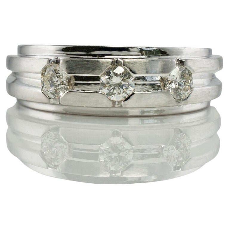 Mens Diamond Ring 14K White Gold Band Wedding For Sale at 1stDibs