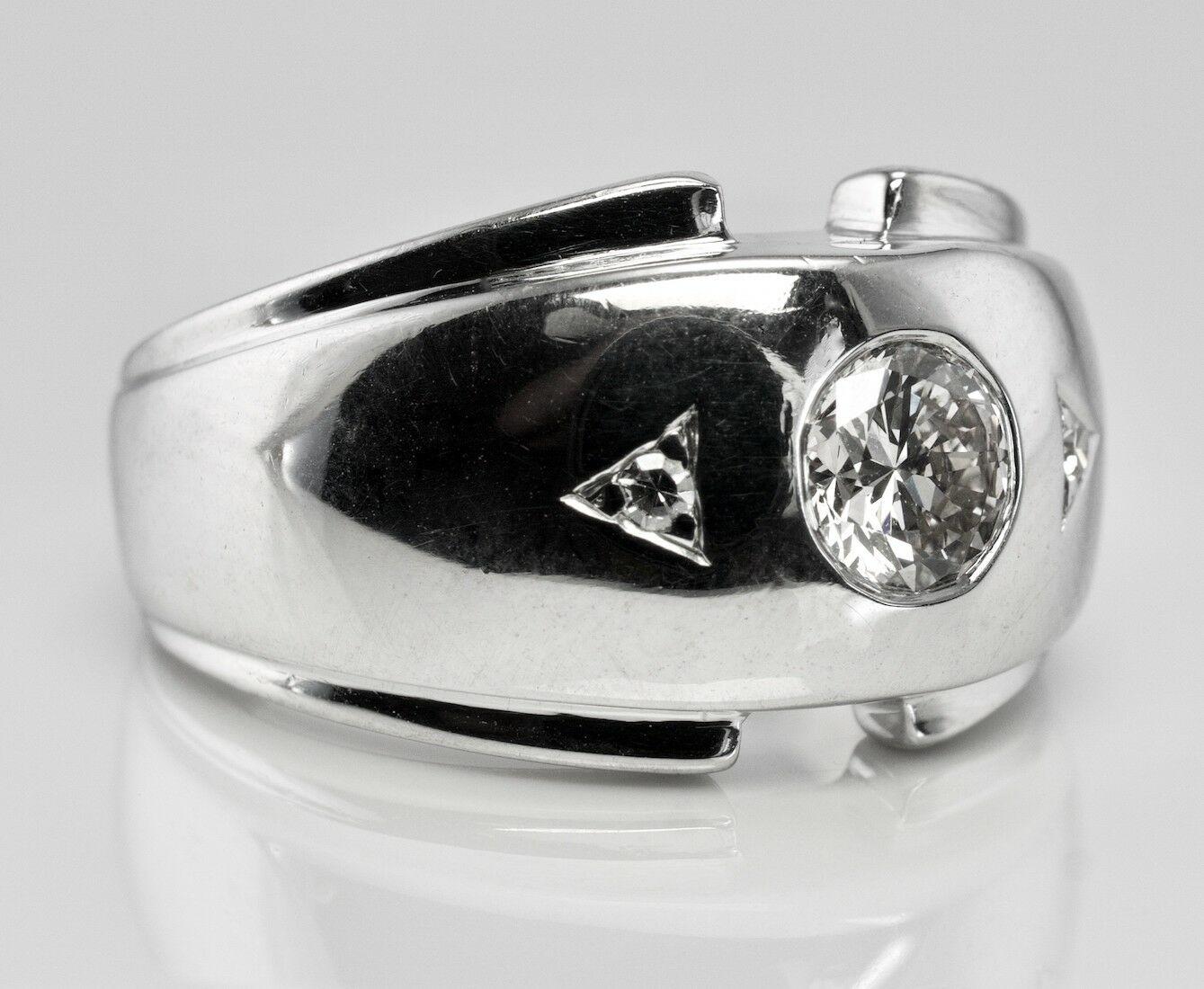 Bague pour homme en or blanc 14 carats avec diamants vintage de 0,62 TDW Pour hommes en vente