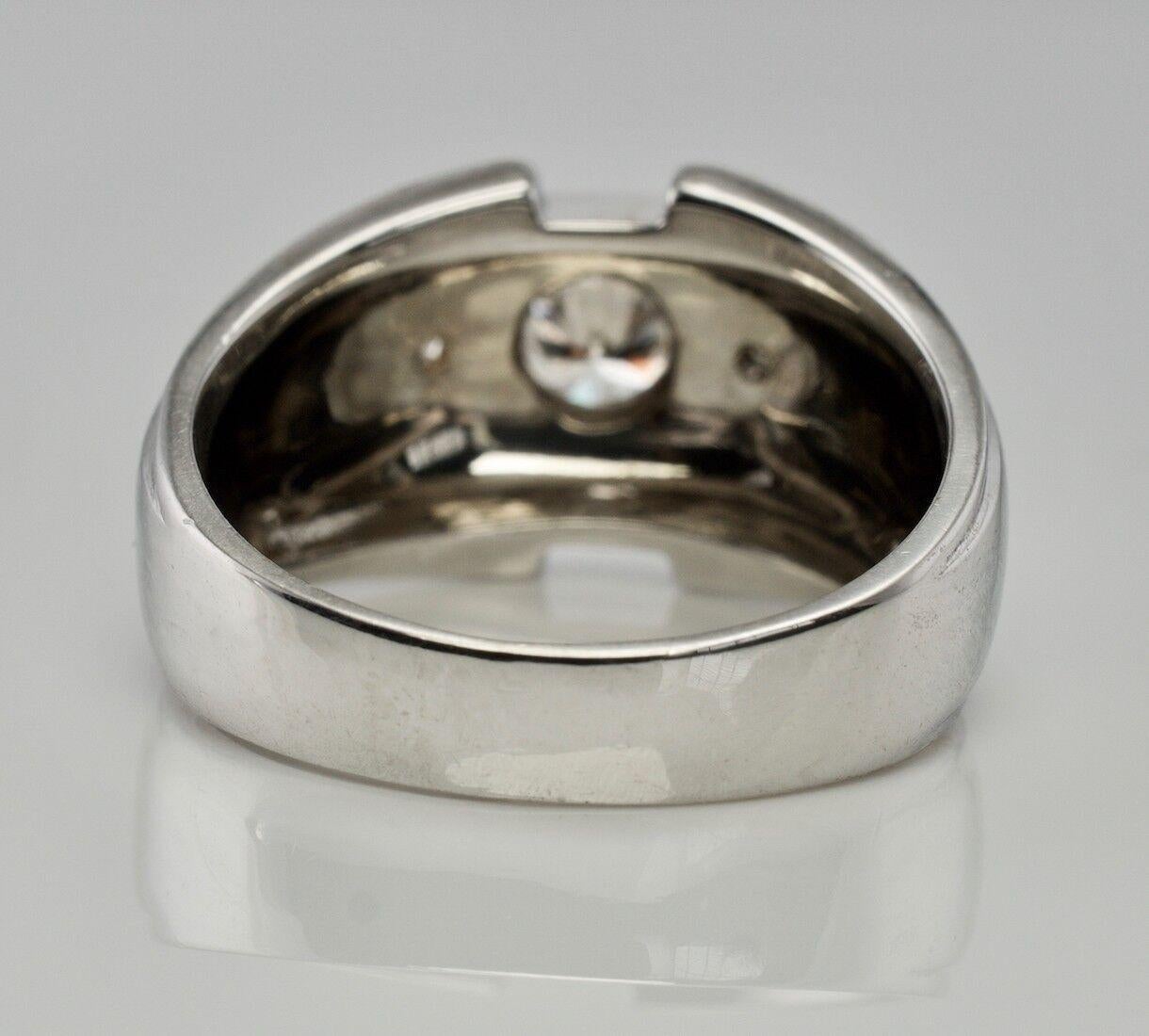 Mens Diamond Ring 14K White Gold Vintage .62 TDW In Good Condition For Sale In East Brunswick, NJ