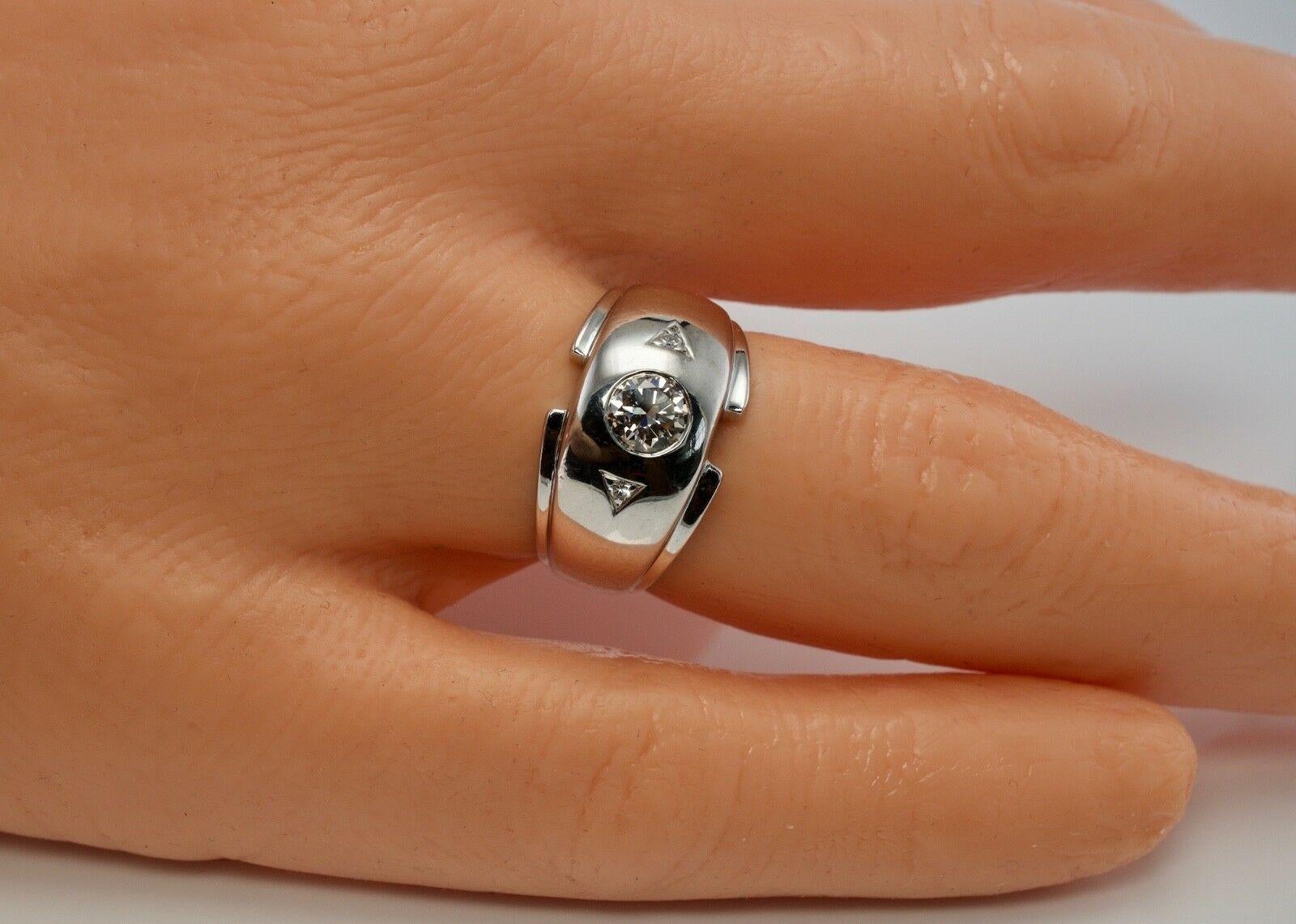 Men's Mens Diamond Ring 14K White Gold Vintage .62 TDW For Sale
