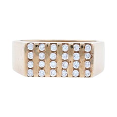 Men's Diamond Ring, 14k Yellow Gold Geometric Round Cut .50ctw