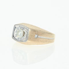 Men's Diamond Ring, 14 Karat Yellow Gold Round Cut .58 Carat