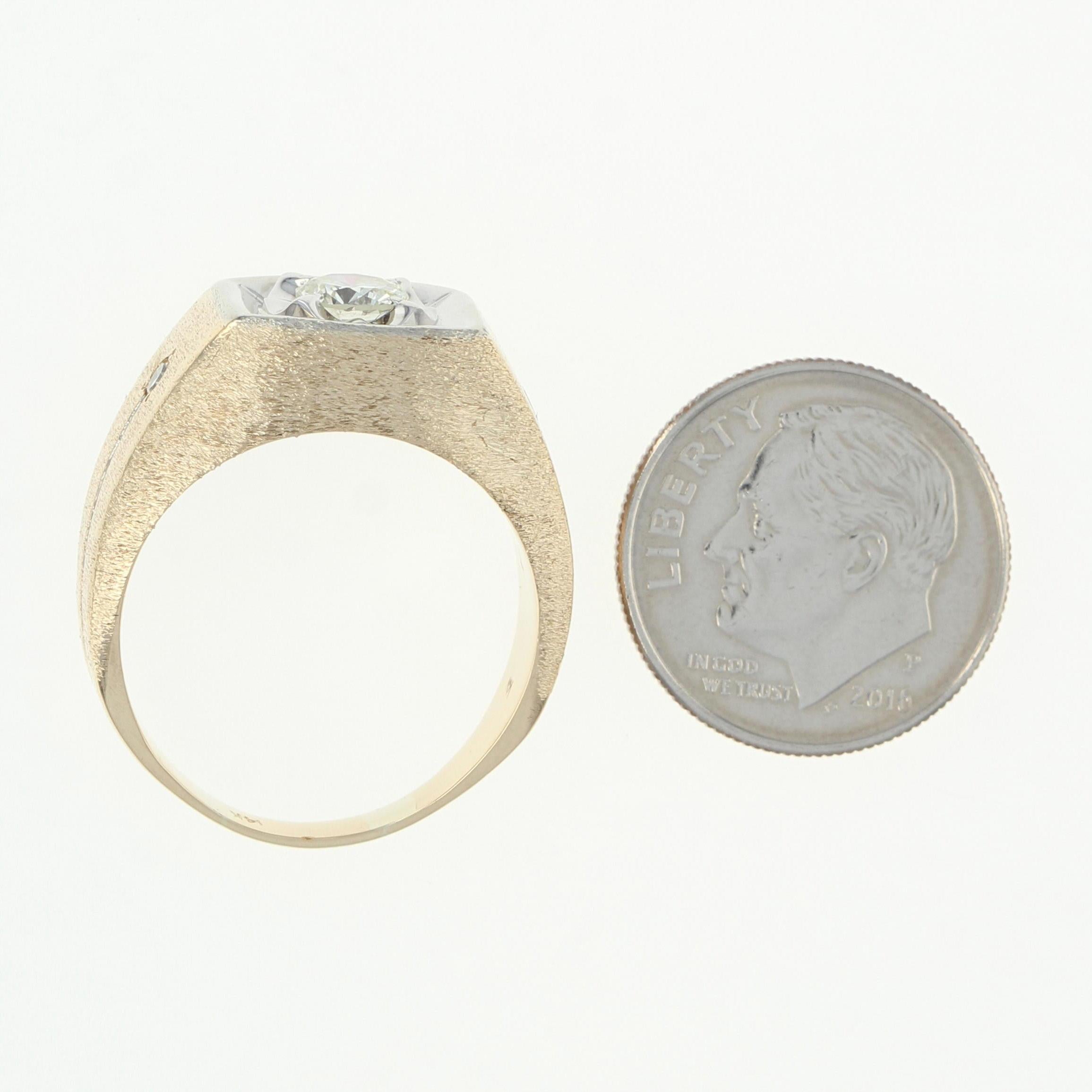 Men's Diamond Ring, 14 Karat Yellow Gold Round Cut .58 Carat 3