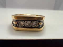 Mens diamond ring 14KT gold princess cut diamond ring