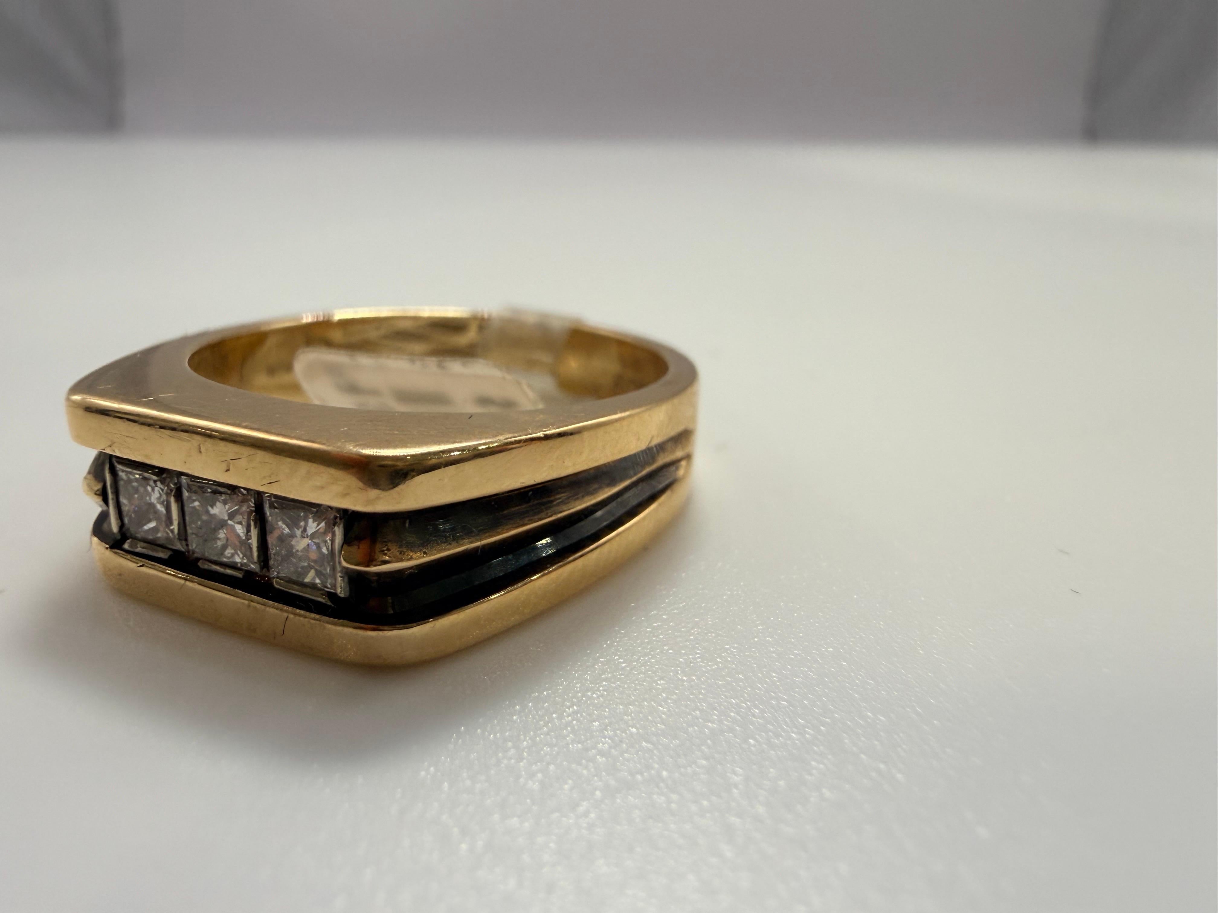 Taille carrée Bague homme en diamant Bague en or 14KT avec diamant de taille princesse en vente