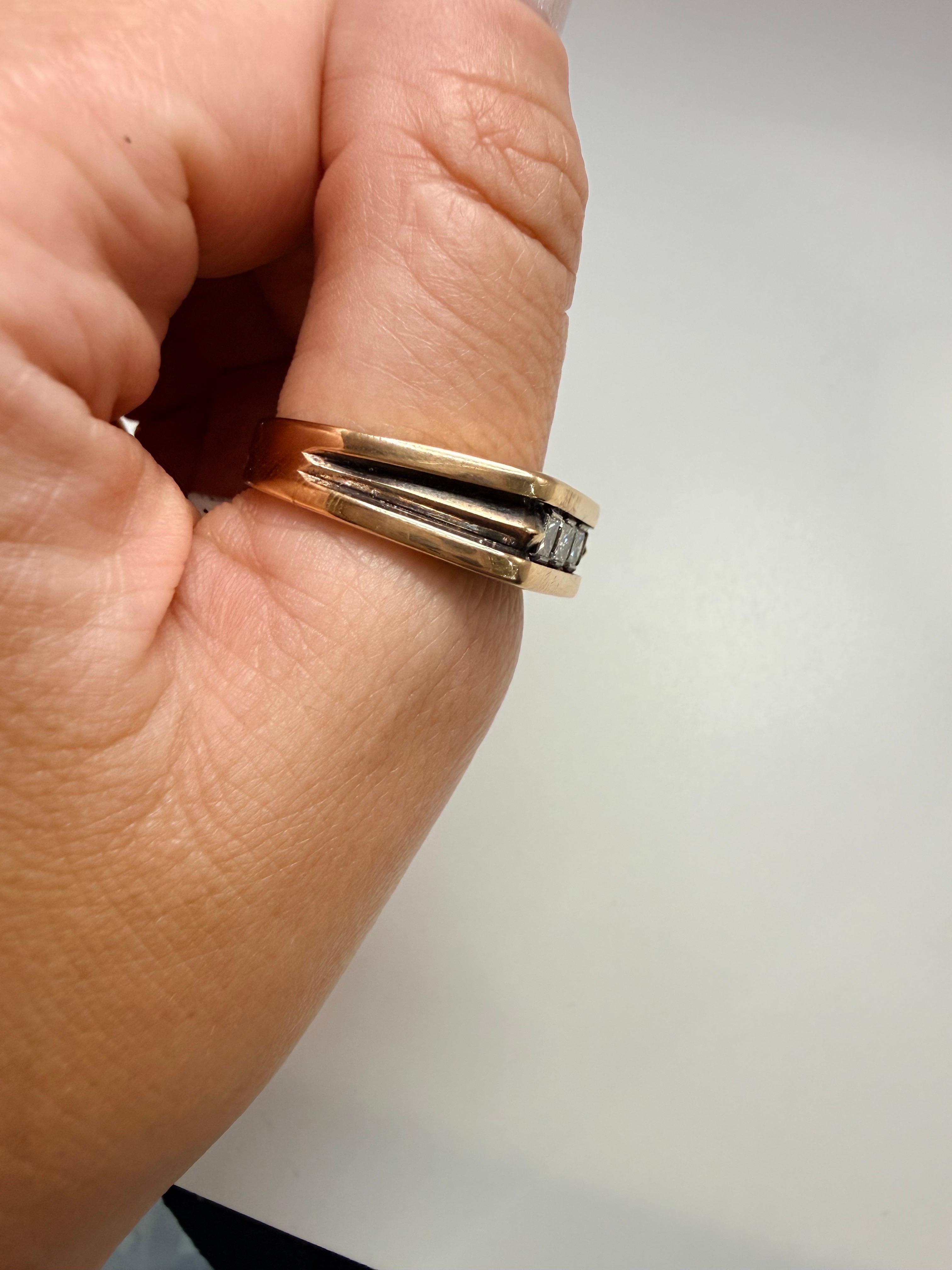 Bague homme en diamant Bague en or 14KT avec diamant de taille princesse en vente 2