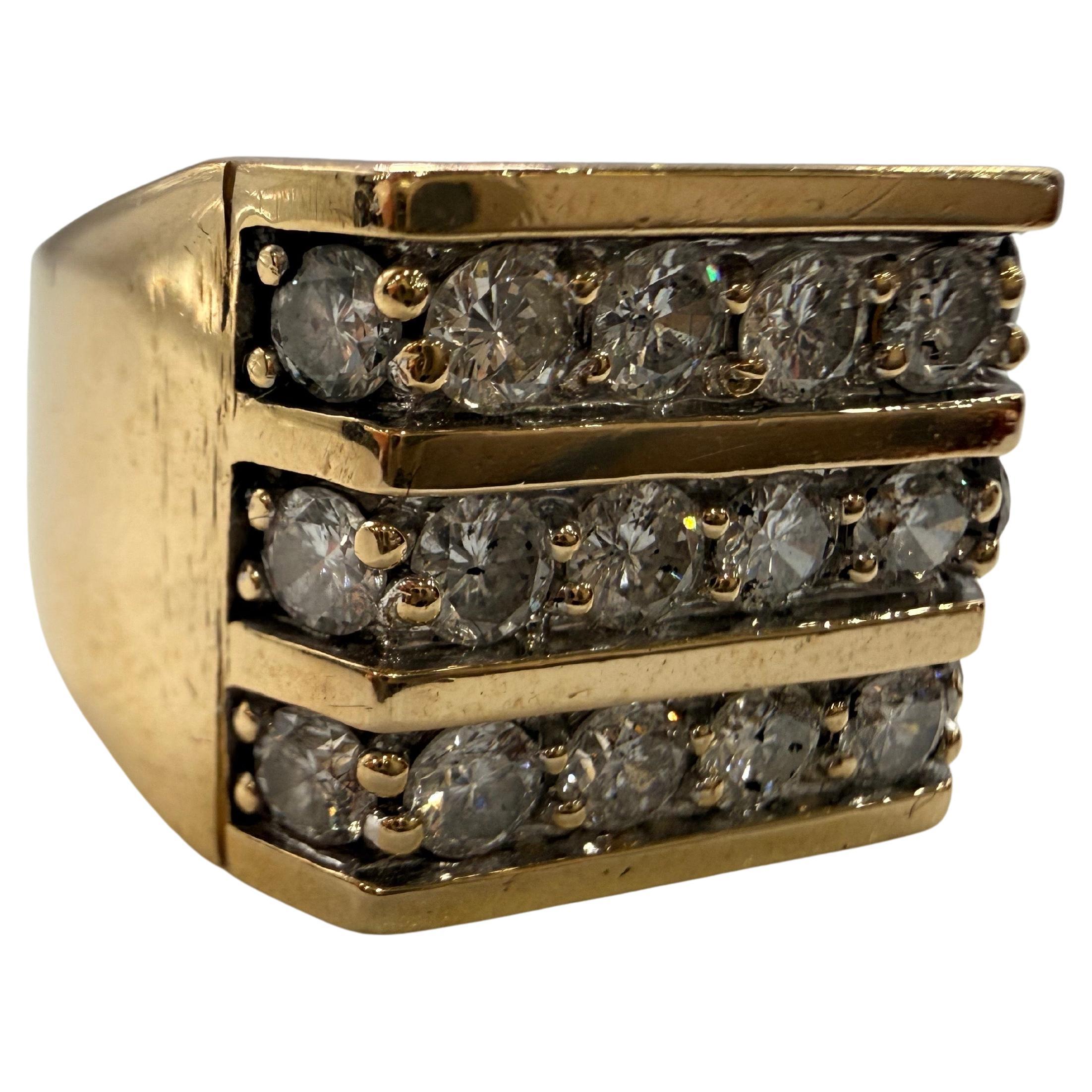 Anello maschile con diamante in oro giallo 14KT misura 9