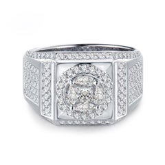 Mens Diamond Ring 18 Karat White Gold