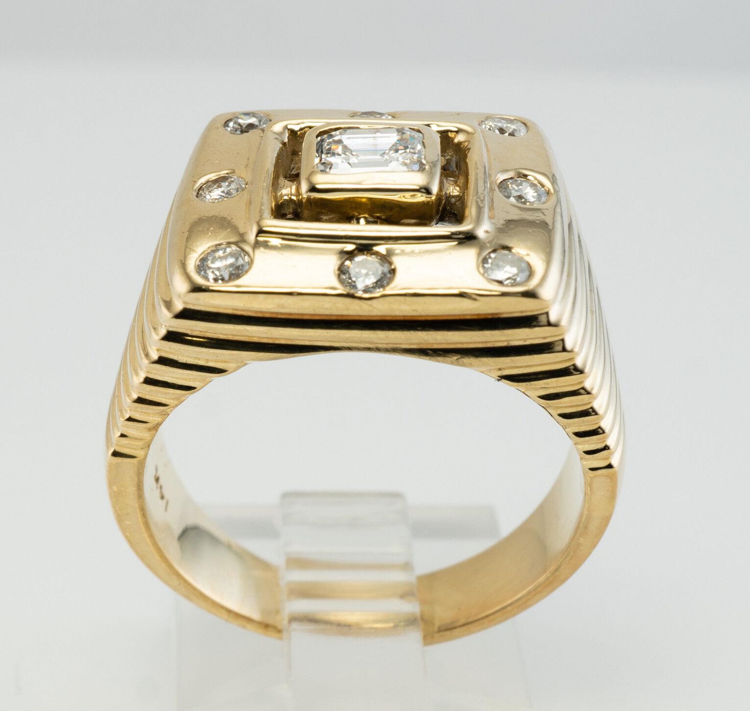Mens Diamond Ring .50 Tdw 14K Gold Band Geometric For Sale 5