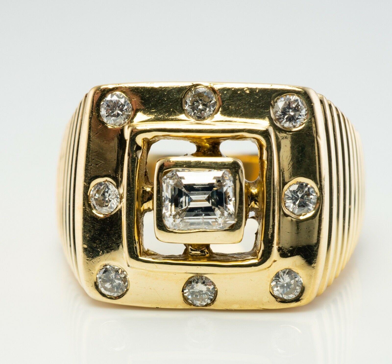 Mixed Cut Mens Diamond Ring .50 Tdw 14K Gold Band Geometric For Sale