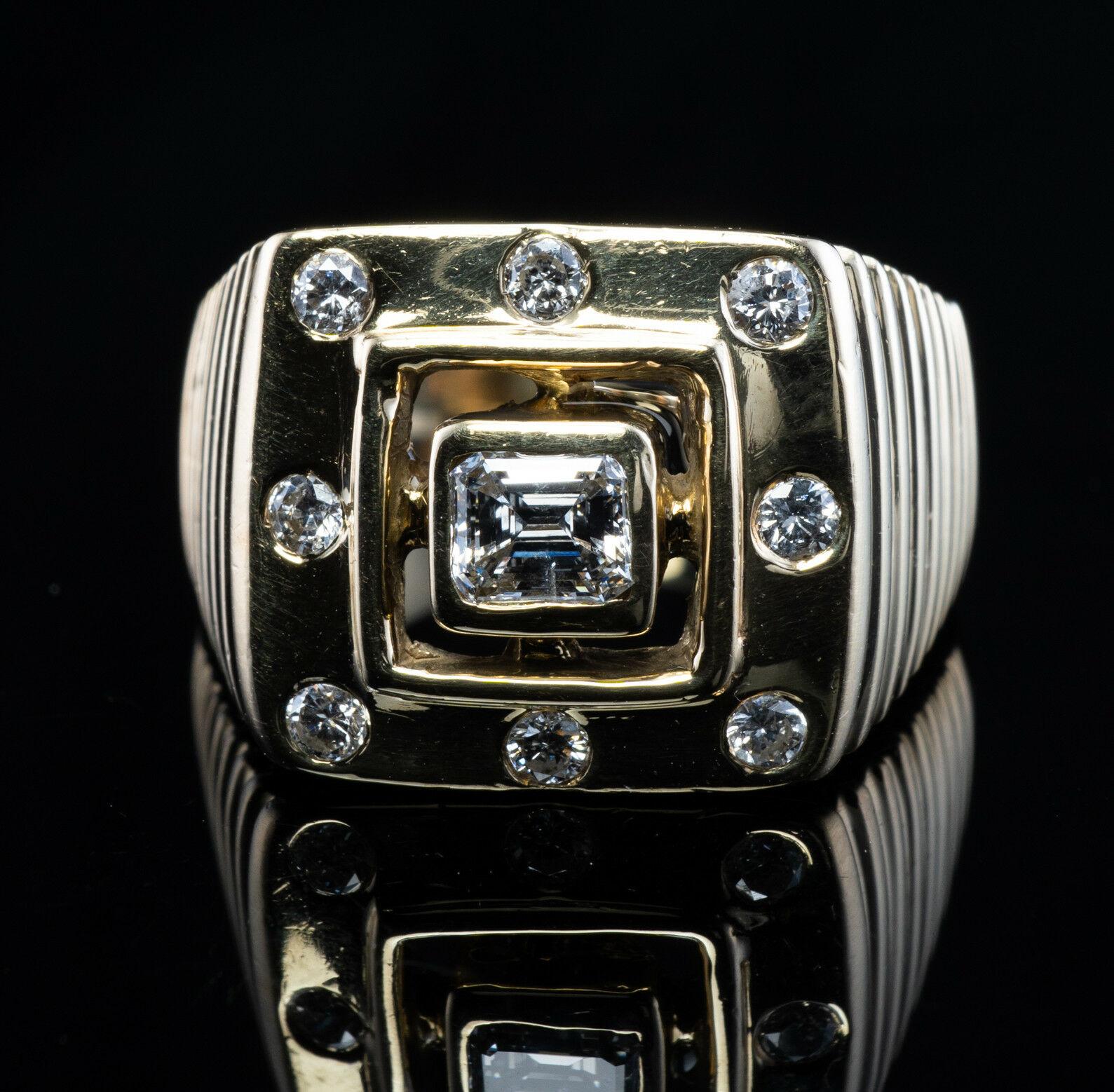 Mens Diamond Ring .50 Tdw 14K Gold Band Geometric In Good Condition For Sale In East Brunswick, NJ