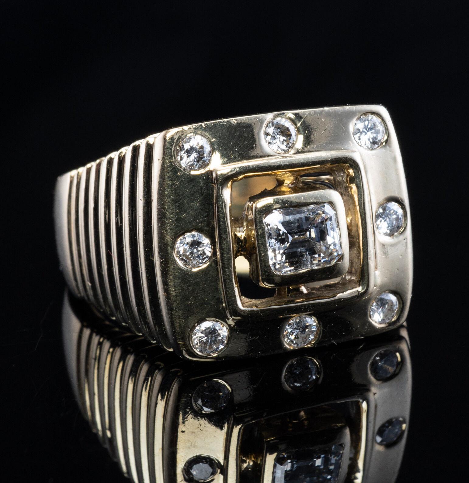 Men's Mens Diamond Ring .50 Tdw 14K Gold Band Geometric For Sale