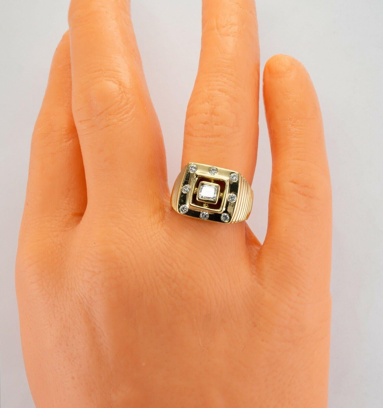 Mens Diamond Ring .50 Tdw 14K Gold Band Geometric For Sale 1