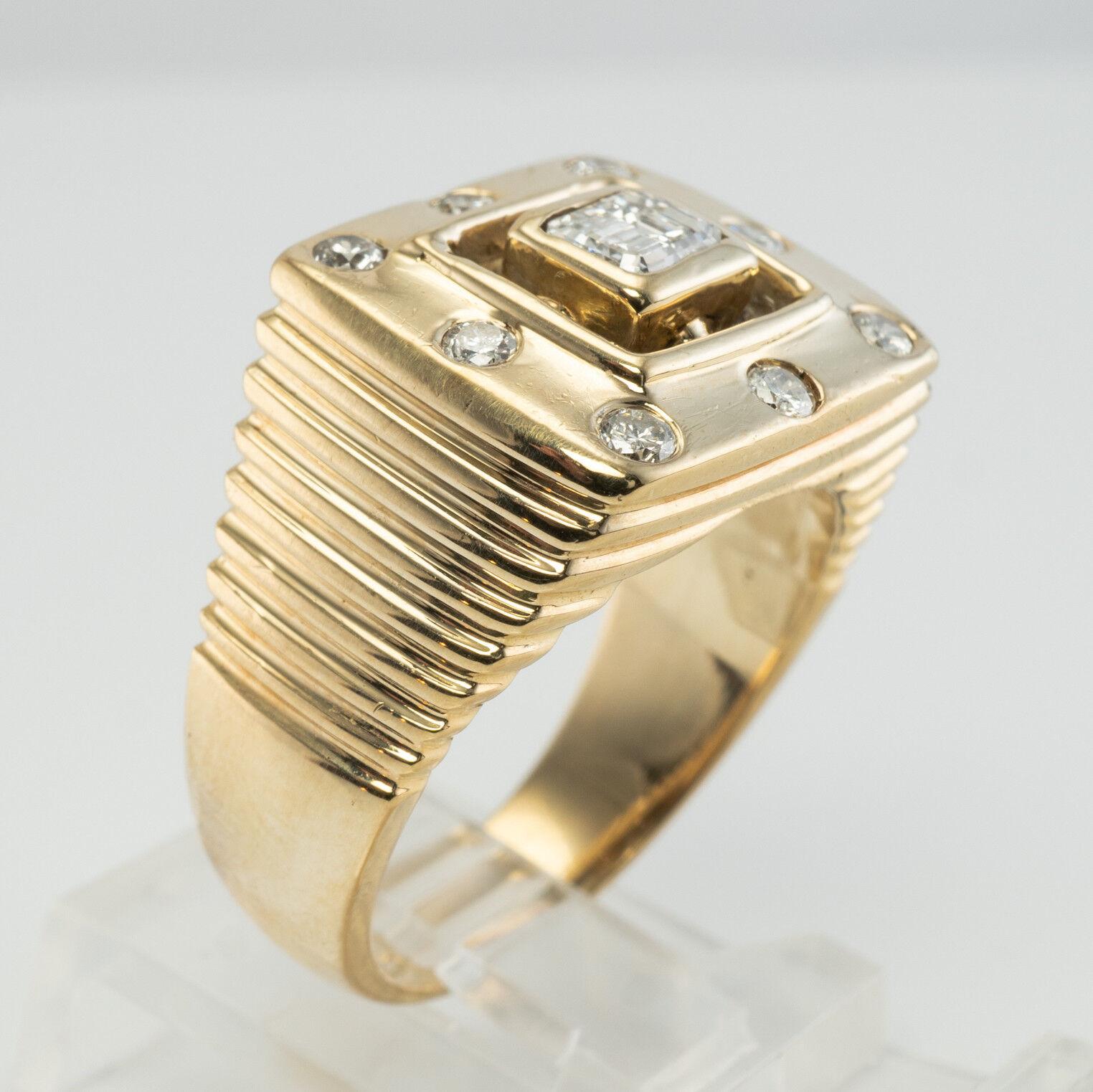 Mens Diamond Ring .50 Tdw 14K Gold Band Geometric For Sale 2