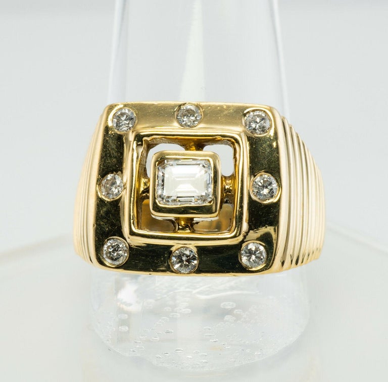 Mens Diamond Ring .50 Tdw 14K Gold Band Geometric For Sale at 1stDibs