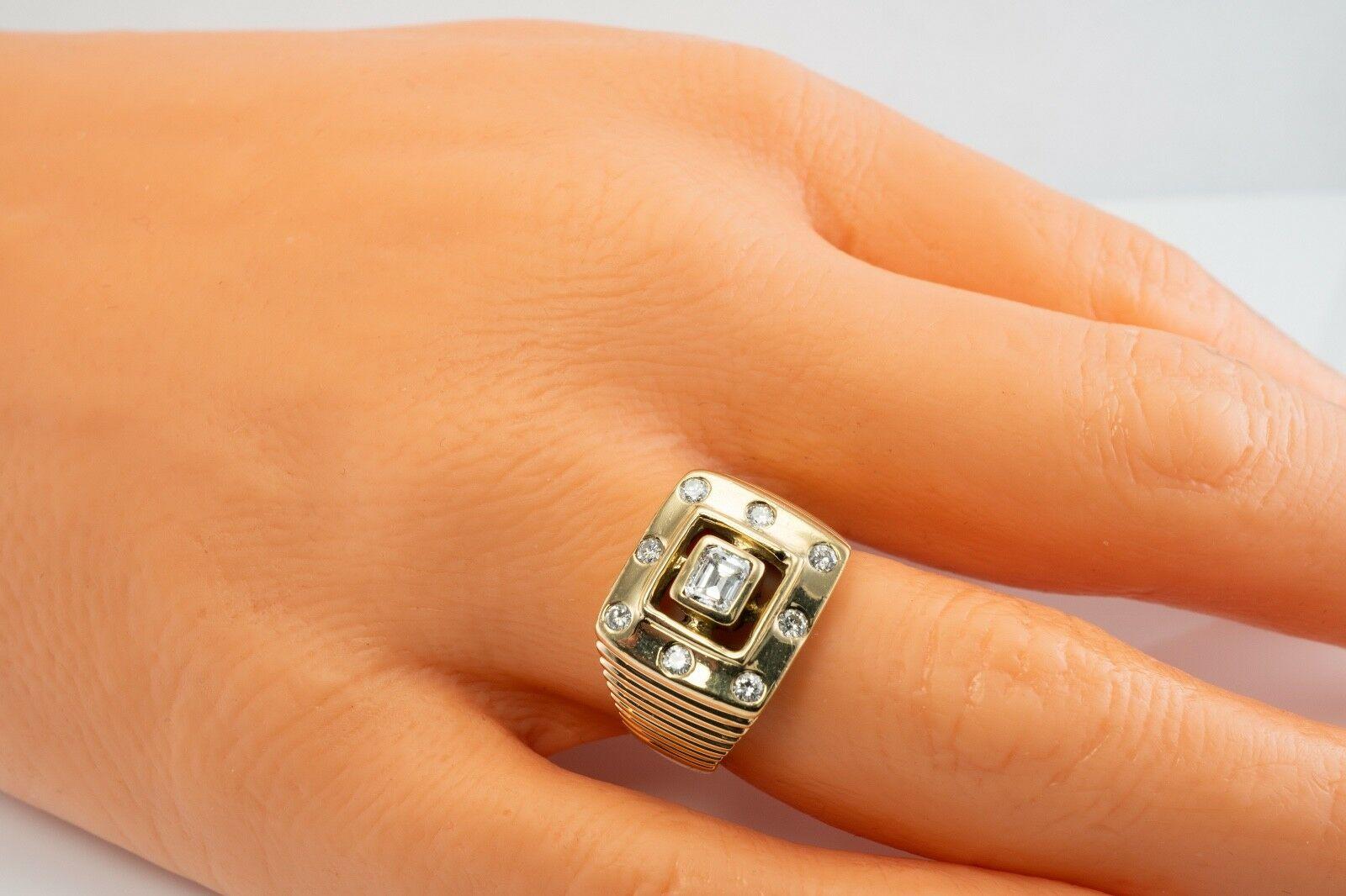 Mens Diamond Ring .50 Tdw 14K Gold Band Geometric For Sale 4