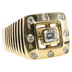 Retro Mens Diamond Ring .50 Tdw 14K Gold Band Geometric