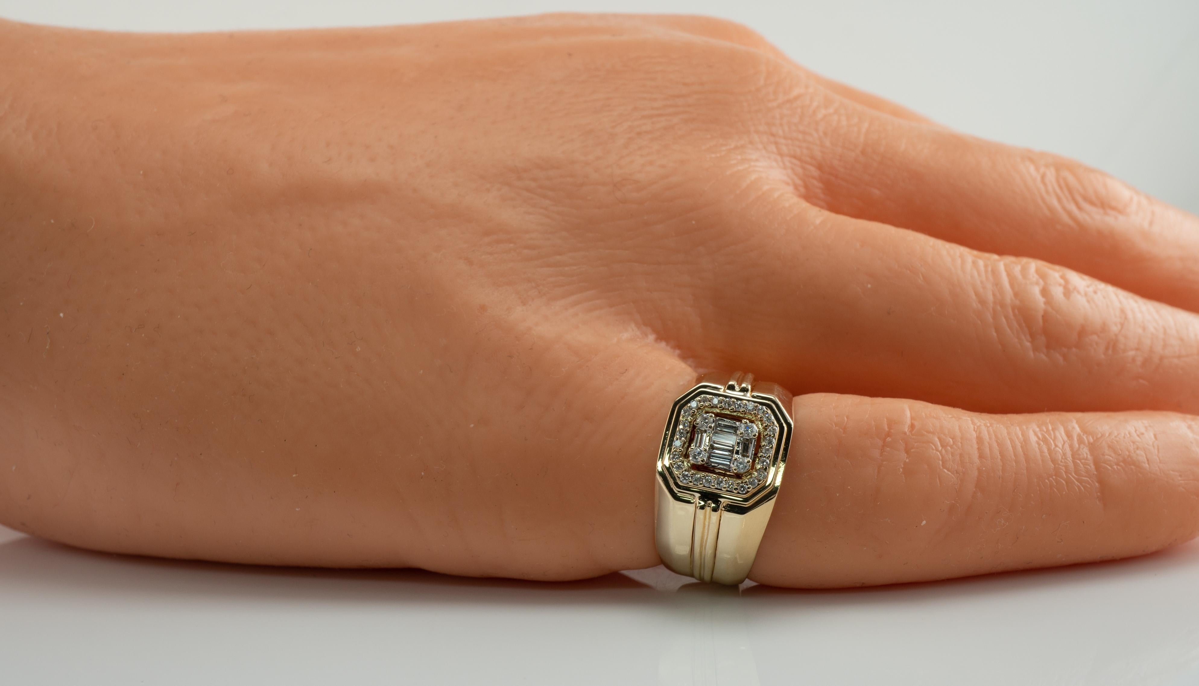 Herren Diamant-Ringband 14K Gold 0,50ct TDW Rosa im Angebot 6